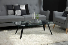 Load image into Gallery viewer, Monti Clear Glass Coffee Table With Strong Black Metal Base 120cm