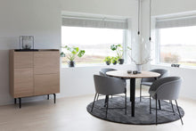 Load image into Gallery viewer, Nelson Grey Fabric Wide Lounge Dining Chair With Comfort Armrests And Firm Back