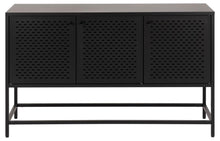 Load image into Gallery viewer, Newcastle Black Metal Buffet Sideboard Cabinet With 3 Doors 2 Shelves 125x40x75cm