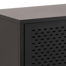 Load image into Gallery viewer, Newcastle Black Metal Buffet Sideboard Cabinet With 3 Doors 2 Shelves 125x40x75cm