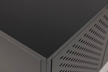 Load image into Gallery viewer, Newcastle Black Metal Buffet Sideboard Cabinet With 3 Doors 2 Shelves 125x40x75cm