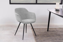 Load image into Gallery viewer, Noella Deluxe Grey Fabric Carver Dining Chair With Comfort Armrests And Firm Support