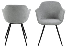 Load image into Gallery viewer, Noella Deluxe Grey Fabric Carver Dining Chair With Comfort Armrests And Firm Support