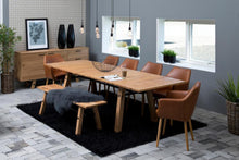 Load image into Gallery viewer, Nora Carver Seat Dining Chair In Brandy PU Leather With Oak Oiled Legs And Arm Rests