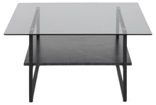 Load image into Gallery viewer, Okaya Designer Coffee Table Smoked Glass Square Top Marble Shelf 80cm