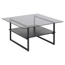 Load image into Gallery viewer, Okaya Designer Coffee Table Smoked Glass Square Top Marble Shelf 80cm