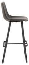 Load image into Gallery viewer, Oregon Black Vintage Leather Bar Stools, Set Of 2 With Metal Base And Footrest
