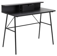 Load image into Gallery viewer, Pascal Office Desk With Drawer In Black With Metal Legs Space Saving 100x55x89cm