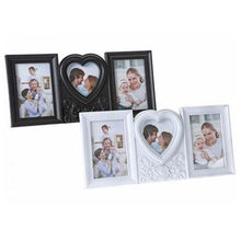 Load image into Gallery viewer, White Photo Picture Frame With 3 Windows And Heart Filigree Detail 40x18x2cm