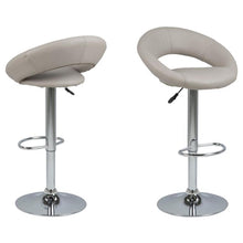 Load image into Gallery viewer, Plump Designer Taupe Faux Leather Bar Stool With Comfort Backrest, Stylish Chrome Base And Solid Gas Lift Function, 1 pc