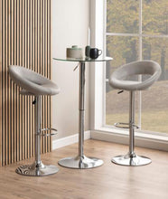 Load image into Gallery viewer, Plump Designer Taupe Faux Leather Bar Stool With Comfort Backrest, Stylish Chrome Base And Solid Gas Lift Function, 1 pc