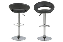 Load image into Gallery viewer, Plump Designer Grey Bar Stool With Comfort Backrest, Chrome Base And Height Adjustment, 1 pc