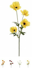 Load image into Gallery viewer, Artificial Wild Poppy Flower Stem With Leaves 4 Heads In Red, Orange, Yellow Or White
