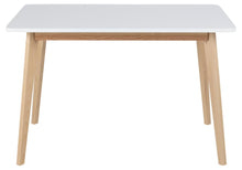 Load image into Gallery viewer, Raven White Wooden Rectangular Dining Table Contrasting Design 6 Seats 120x80x76