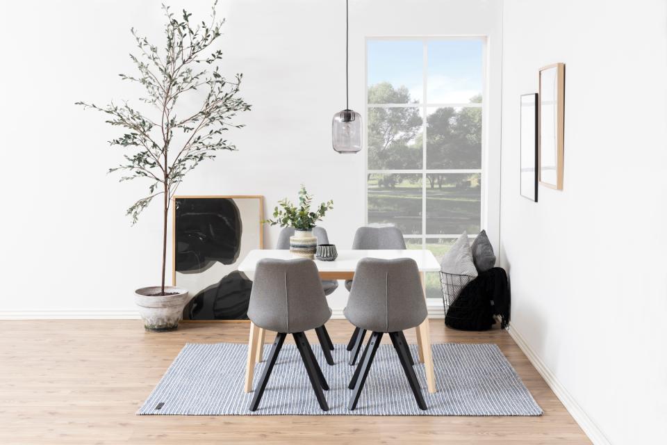 Raven White Wooden Rectangular Dining Table Contrasting Design 6 Seats 120x80x76