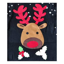 Load image into Gallery viewer, Christmas Jumper with Large Plush Felt Reindeer Face Novelty Xmas Sweater, Unisex M L XL