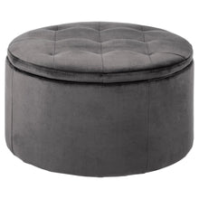 Load image into Gallery viewer, Soft Touch Large Spacious Retina Boudoir Ottoman In Dark Grey, Quality Round Storage 60x35cm