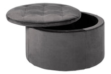 Load image into Gallery viewer, Soft Touch Large Spacious Retina Boudoir Ottoman In Dark Grey, Quality Round Storage 60x35cm