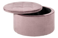 Load image into Gallery viewer, Spacious Soft Touch Large Retina Boudoir Ottoman In Dusty Rose Pink, Quality Round Storage 60x35cm