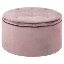 Load image into Gallery viewer, Spacious Soft Touch Large Retina Boudoir Ottoman In Dusty Rose Pink, Quality Round Storage 60x35cm
