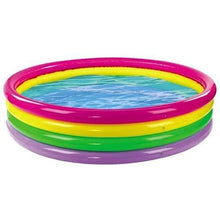 Load image into Gallery viewer, 70" Round Paddling Pool Bright Rainbow Colour 4 Ring Pool Large 178cm Inflatable Family Outdoor Games