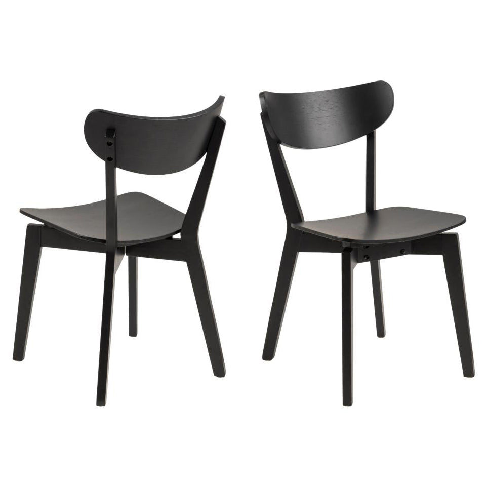 2 x Roxby Dining Chairs, Black Lacquered Wood Set Of 2