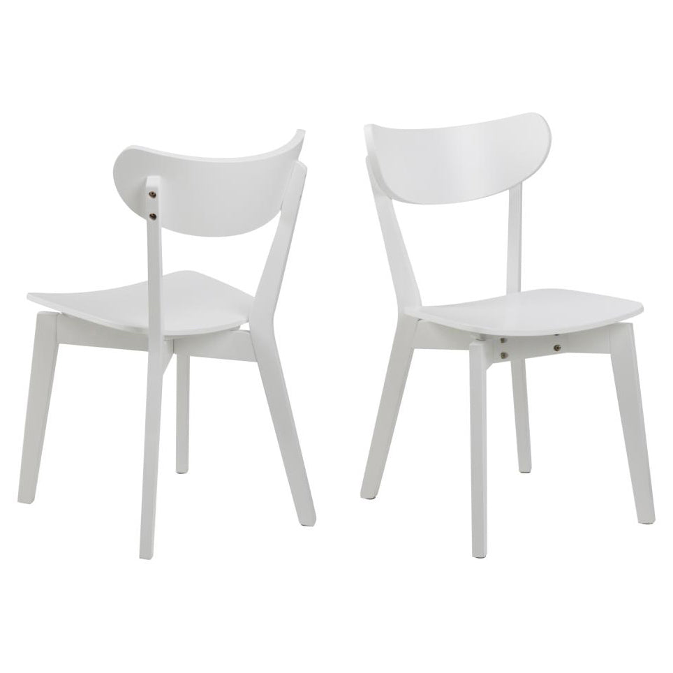2 x Roxby White Lacquered Wood Dining Chairs Set Of 2 IN STOCK NOW