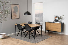 Load image into Gallery viewer, Seaford Oak Sideboard Elegant Cabinet With Black Top, 1 Door, 3 Drawers 120x40x82cm