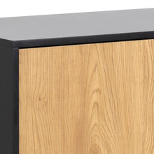 Load image into Gallery viewer, Seaford Oak Sideboard Elegant Cabinet With Black Top, 1 Door, 3 Drawers 120x40x82cm