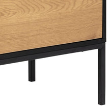 Load image into Gallery viewer, Seaford Oak Sideboard Elegant Cabinet With Black Top, 1 Door, 3 Drawers 120x40x82cm