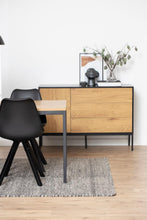 Load image into Gallery viewer, Seaford Oak Sideboard Elegant Cabinet With Black Top, 1 Door, 3 Drawers 120x40x82cm