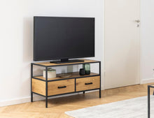 Load image into Gallery viewer, Seaford TV Unit With 2 Drawers And Shelf In Oak 90x35x50cm