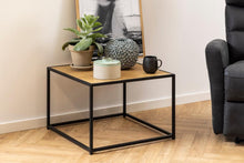 Load image into Gallery viewer, Seaford Square Coffee Table With Oak Top And Black Metal Frame 60cm