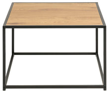 Load image into Gallery viewer, Seaford Square Coffee Table With Oak Top And Black Metal Frame 60cm