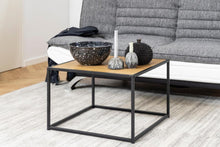 Load image into Gallery viewer, Seaford Square Coffee Table With Oak Top And Black Metal Frame 60cm