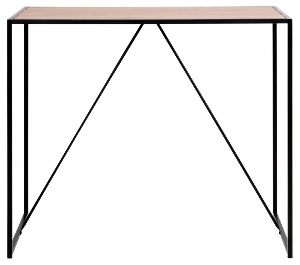 Seaford Bar Table With Oak Top And Black Metal Base 120x60x105cm