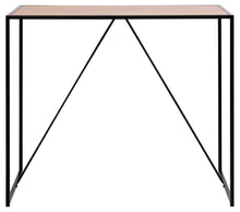 Load image into Gallery viewer, Seaford Bar Table With Oak Top And Black Metal Base 120x60x105cm
