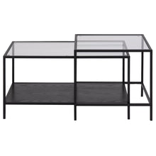 Load image into Gallery viewer, Seaford Coffee Table With Modern Glass Top And Black Metal Frame 90x55x50