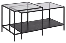 Load image into Gallery viewer, Seaford Coffee Table With Modern Glass Top And Black Metal Frame 90x55x50