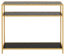 Load image into Gallery viewer, Seaford Console Table With Black Shelves And Gold Frame 100x60x105cm