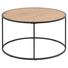 Load image into Gallery viewer, Seaford Round Coffee Table With Oak Top And Black Metal Frame 80cm