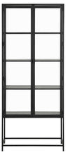 Load image into Gallery viewer, Seaford Display Cabinet With Glass Doors, Black Shelving And A Solid Metal Frame Tall 77x35x186cm