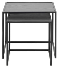Load image into Gallery viewer, Seaford Nest Of Tables In Black With Metal Base 2 Piece 50cm