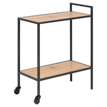 Load image into Gallery viewer, Seaford Serving Trolley Home Storage Unit In Oak With 1 Shelf And Castors 60x30x75cm