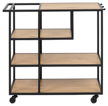 Load image into Gallery viewer, Seaford Home Storage Serving Trolley In Oak With 3 Shelves And Castors 80x35x75cm
