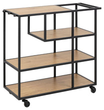 Load image into Gallery viewer, Seaford Home Storage Serving Trolley In Oak With 3 Shelves And Castors 80x35x75cm