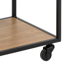 Load image into Gallery viewer, Seaford Home Storage Serving Trolley In Oak With 3 Shelves And Castors 80x35x75cm