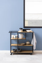 Load image into Gallery viewer, Seaford Home Storage Serving Trolley In Oak With 3 Shelves And Castors 80x35x75cm
