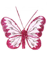 Load image into Gallery viewer, Small Nylon Glitter Diamante Butterfly Decoration With Metal Clip On Reverse In Various Colours 8cm
