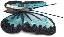 Load image into Gallery viewer, Small Nylon Glitter Diamante Butterfly Decoration With Metal Clip On Reverse In Various Colours 8cm